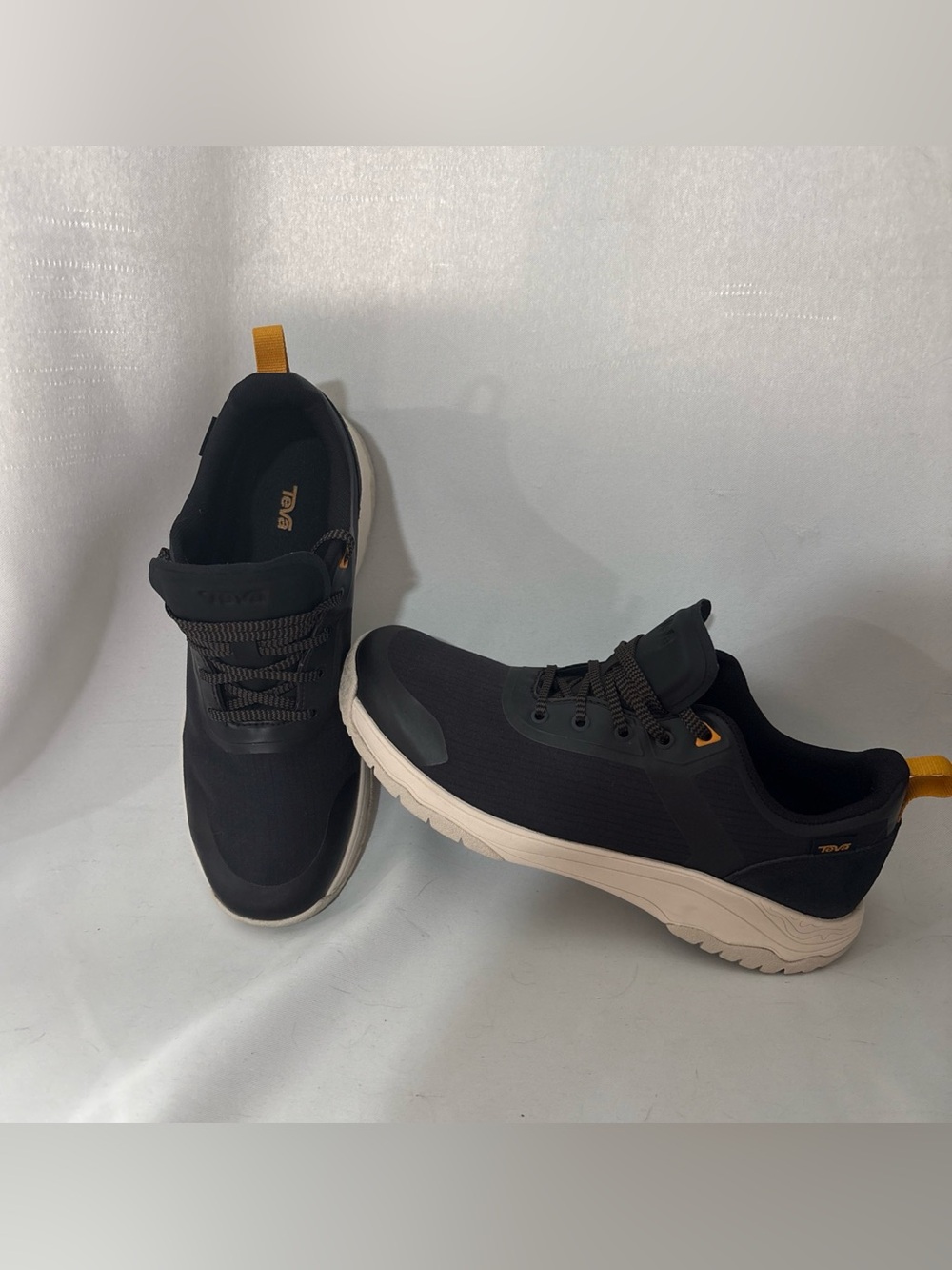 Teva Women’s Hiking Trail Shoes Black with Cream Soles and Yellow Tab